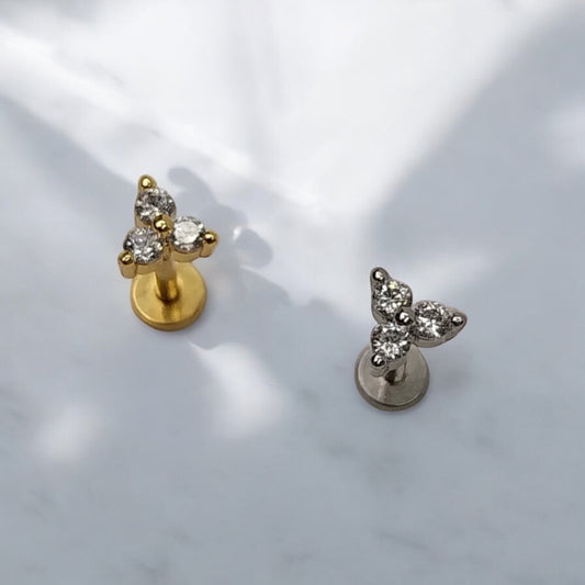 Piercing lèvre trio de diamant